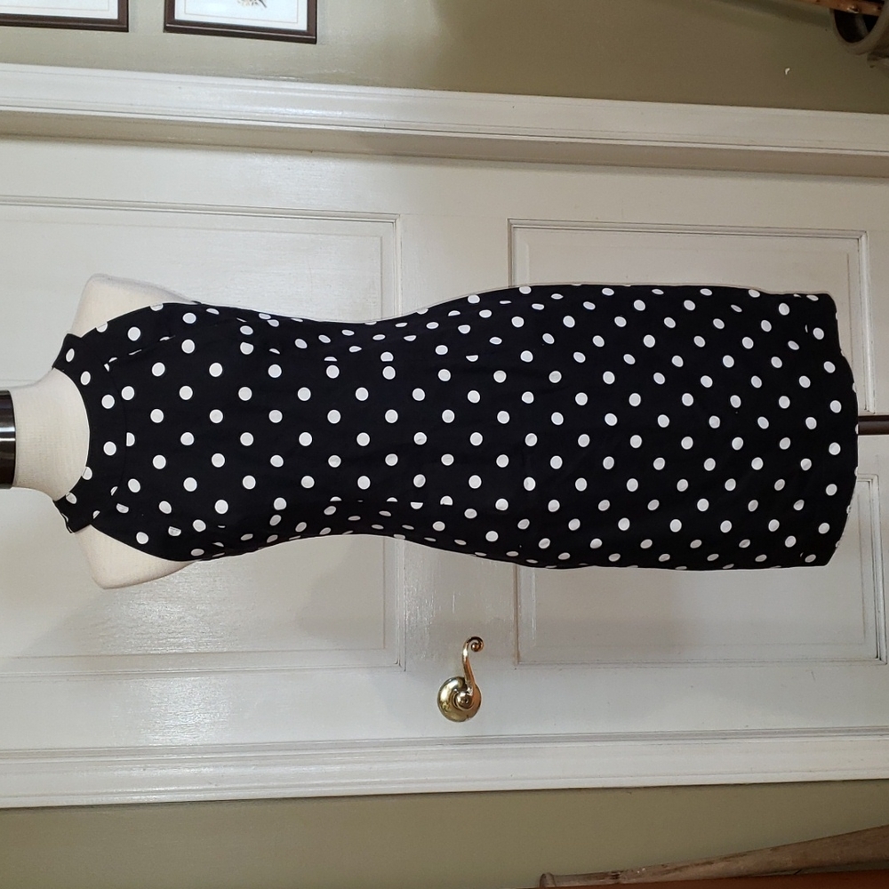 Black and White Polka Dot Midi Halter Dress